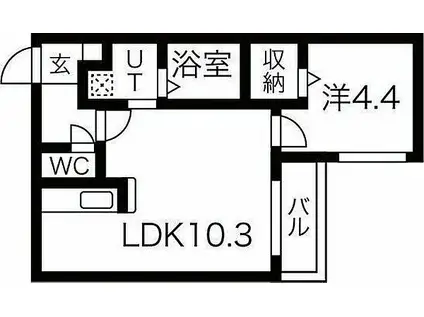 札幌市営東西線 西１８丁目駅 徒歩10分 4階建 築1年(1LDK/4階)の間取り写真