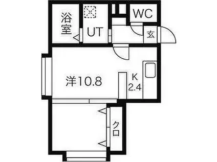 札幌市営東豊線 学園前駅(札幌) 徒歩6分 4階建 築11年(1K/4階)の間取り写真