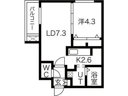 札幌市営南北線 南平岸駅 徒歩9分 3階建 築17年(1LDK/2階)の間取り写真