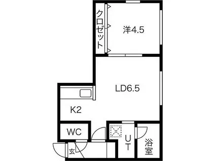 JR千歳線 白石駅(ＪＲ北海道) 徒歩4分 3階建 築22年(1LDK/2階)の間取り写真