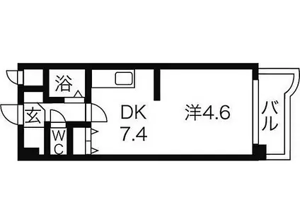 札幌市営南北線 中の島駅 徒歩5分 7階建 築33年(1DK/5階)の間取り写真