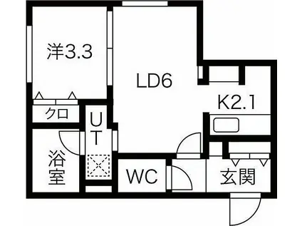 札幌市営南北線 中の島駅 徒歩6分 4階建 築3年(1LDK/4階)の間取り写真