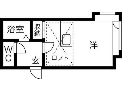 札幌市営東豊線 美園駅 徒歩8分 3階建 築35年(ワンルーム/3階)の間取り写真