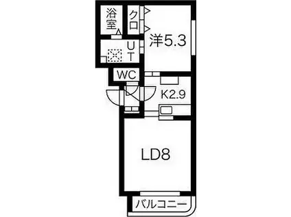 札幌市営東豊線 美園駅 徒歩9分 4階建 築20年(1LDK/3階)の間取り写真