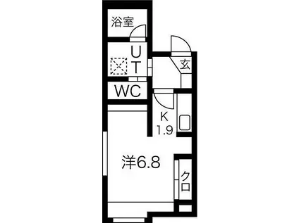 札幌市電2系統 東本願寺前駅 徒歩5分 4階建 築9年(1K/2階)の間取り写真