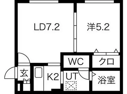札幌市営東豊線 豊平公園駅 徒歩6分 4階建 築17年(1LDK/1階)の間取り写真