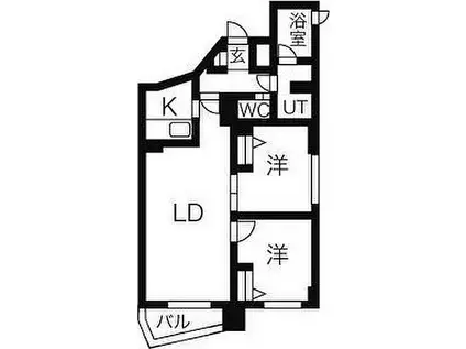 札幌市営南北線 中の島駅 徒歩10分 6階建 築18年(2LDK/3階)の間取り写真