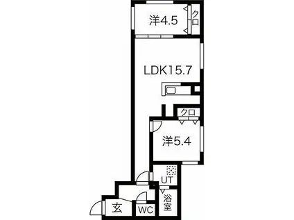 札幌市営東西線 ひばりが丘駅(北海道) 徒歩3分 4階建 新築(2LDK/1階)の間取り写真