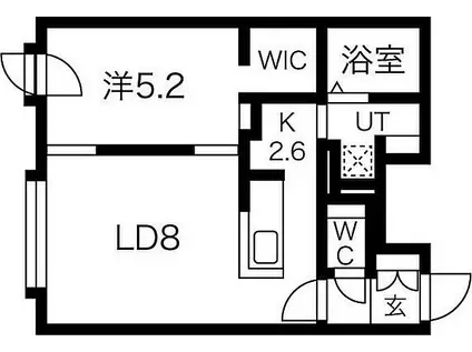 札幌市営東豊線 学園前駅(札幌) 徒歩6分 4階建 築11年(1LDK/2階)の間取り写真