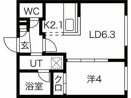 札幌市営東西線 南郷１３丁目駅 徒歩1分 4階建 新築(1LDK/2階)の間取り写真