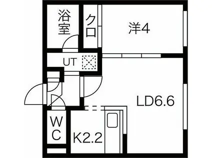札幌市営東西線 南郷１３丁目駅 徒歩1分 4階建 新築(1LDK/2階)の間取り写真