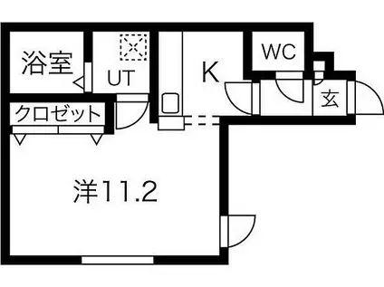 札幌市営東西線 菊水駅 徒歩4分 5階建 築6年(1K/3階)の間取り写真