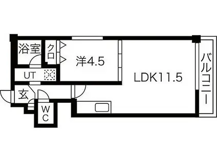 札幌市営東西線 白石駅(ＪＲ北海道) 徒歩10分 4階建 築22年(1LDK/2階)の間取り写真