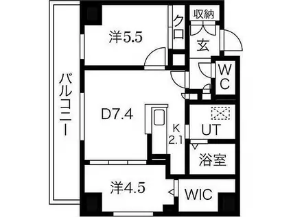 札幌市電2系統 山鼻９条駅 徒歩2分 10階建 築1年(2LDK/4階)の間取り写真