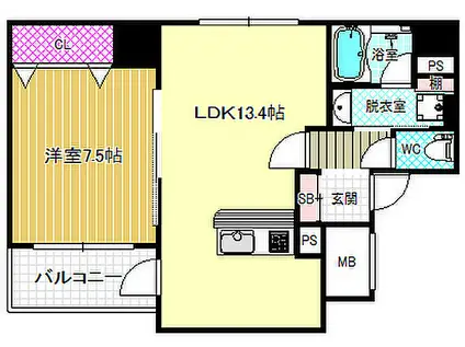 デセンテ北梅田(1LDK/3階)の間取り写真
