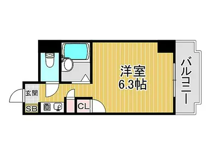 ロマネスク姫島(ワンルーム/2階)の間取り写真