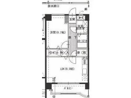 松橋マンション(1LDK/5階)の間取り写真
