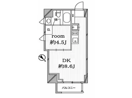 コートモデリア広尾(1DK/1階)の間取り写真