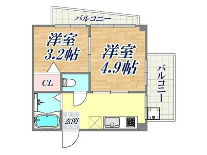 エルパラッツォ記田(2K/2階)の間取り写真