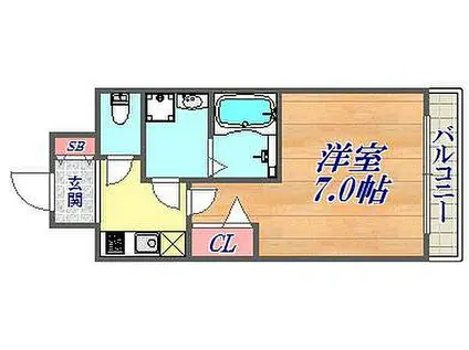 ファステート神戸アモーレ(1K/6階)の間取り写真