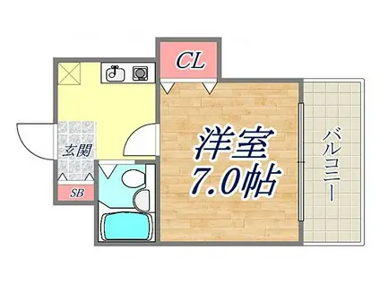 ヴィラパックス神戸(1K/1階)の間取り写真