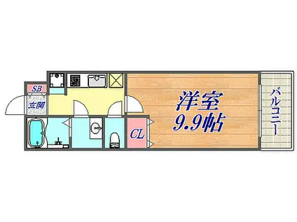 ハビテ兵庫駅南(1K/2階)の間取り写真