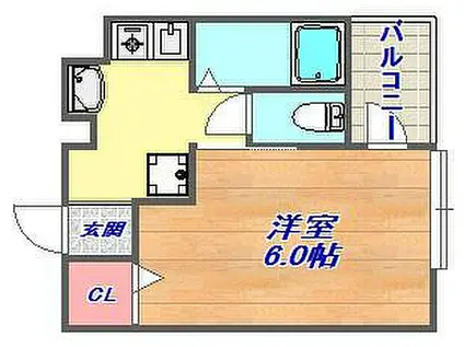 シャトレ六甲(1K/1階)の間取り写真