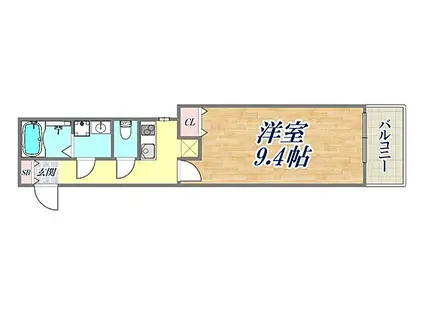 プロムナード須磨離宮(1K/1階)の間取り写真