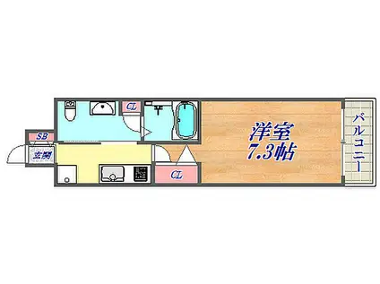エステムプラザ神戸水木通グランクロス(1K/4階)の間取り写真