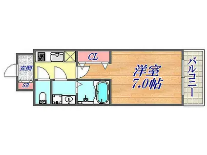 スプランディッド神戸北野(1K/2階)の間取り写真