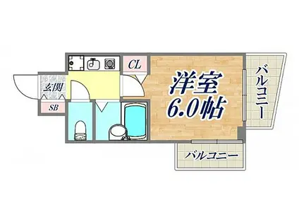 ワコーレ新神戸ステージ(1K/4階)の間取り写真