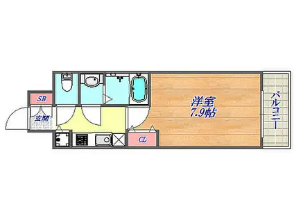 エスライズ新神戸Ⅱ(1K/6階)の間取り写真