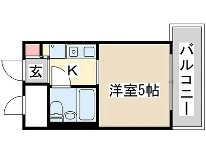 ライオンズマンション三宮(1K/3階)の間取り写真
