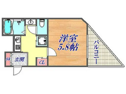 ロイヤルヒル神戸三ノ宮2(1K/5階)の間取り写真