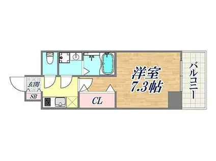 レジュールアッシュ神戸グランフィール(1K/8階)の間取り写真
