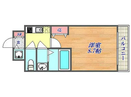 エスライズ新神戸Ⅱ(1K/2階)の間取り写真
