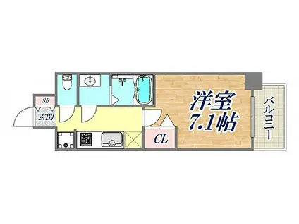 プレサンス兵庫ヴィアーレ(1K/3階)の間取り写真