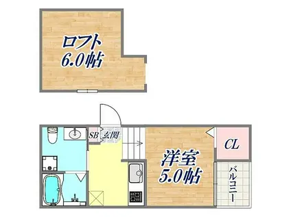 エクル海運町(1K/2階)の間取り写真