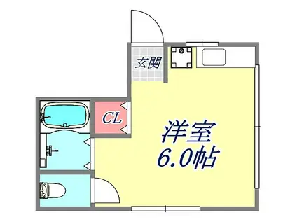 岡ハウス(ワンルーム/2階)の間取り写真