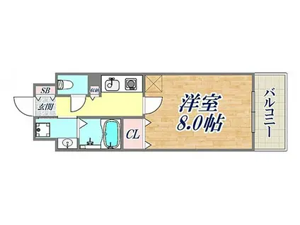 アミーグランコート三宮(1K/11階)の間取り写真