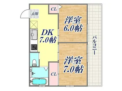 大克マンション(2DK/3階)の間取り写真