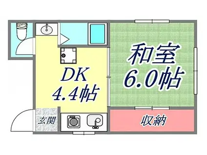 OKマンション(1DK/4階)の間取り写真