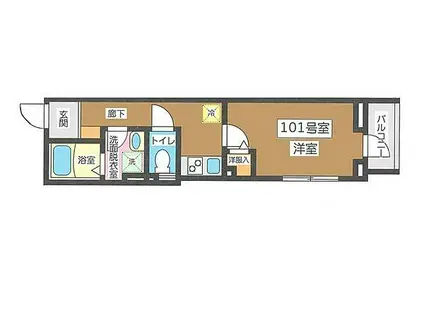 JR常磐線 北千住駅 徒歩8分 3階建 築7年(1K/1階)の間取り写真
