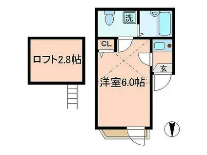 JR総武線 新小岩駅 徒歩6分 3階建 築6年(1K/3階)の間取り写真