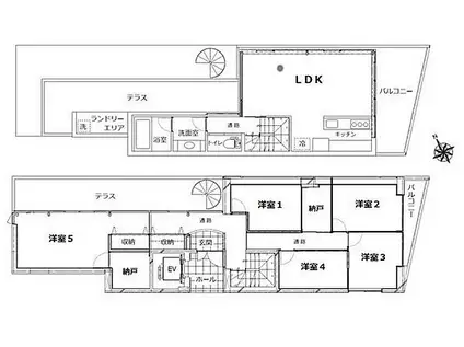 JR総武線 浅草橋駅 徒歩2分 5階建 築21年(5LDK/4階)の間取り写真