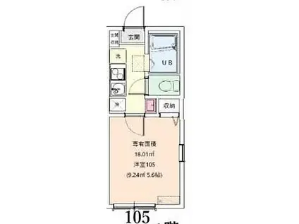 京急本線 能見台駅 徒歩11分 2階建 築1年(ワンルーム/2階)の間取り写真