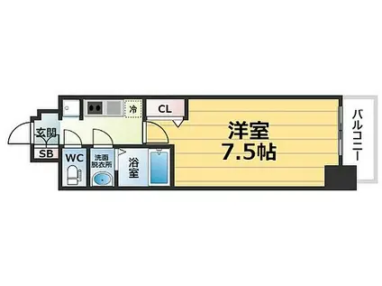 アドバンス大阪城北グレカーレ(1K/7階)の間取り写真