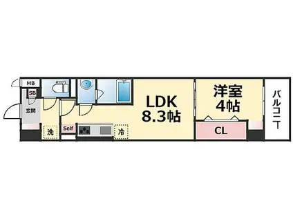 アリビオ大阪港(1LDK/8階)の間取り写真