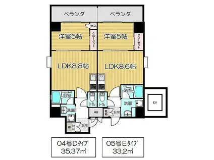 阪急今津線 今津駅(阪神) 徒歩5分 6階建 築1年(1LDK/6階)の間取り写真