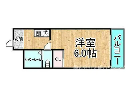 JR東海道・山陽本線 さくら夙川駅 徒歩1分 3階建 築37年(ワンルーム/2階)の間取り写真